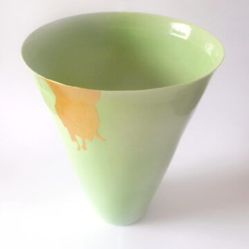 Vase "grand cone" vert et or