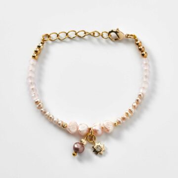 bracelet enfant en perles de cristal rose création l'atelier de sylvie