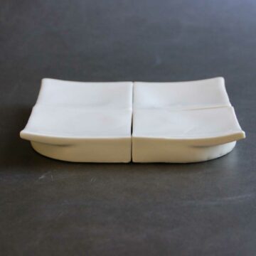 Quart, Quare coupelles plates, blanches inspiration Japonaise