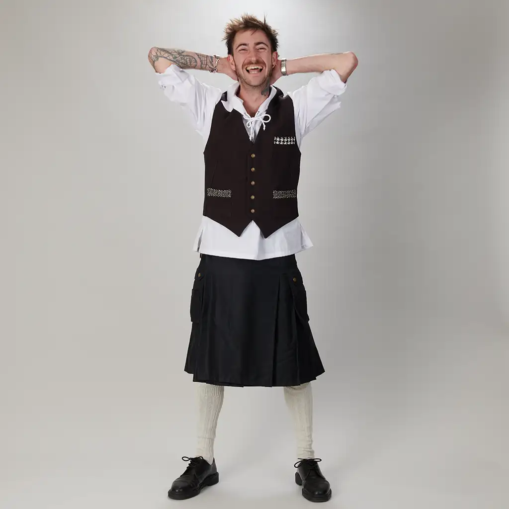 Kilt coton noir porté